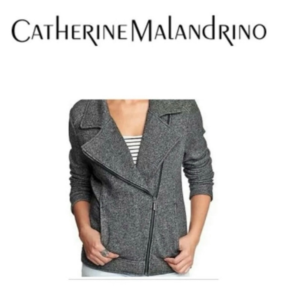 Catherine Malandrino Runway Style NWT tweed motto style jacket,black/grey,Size L